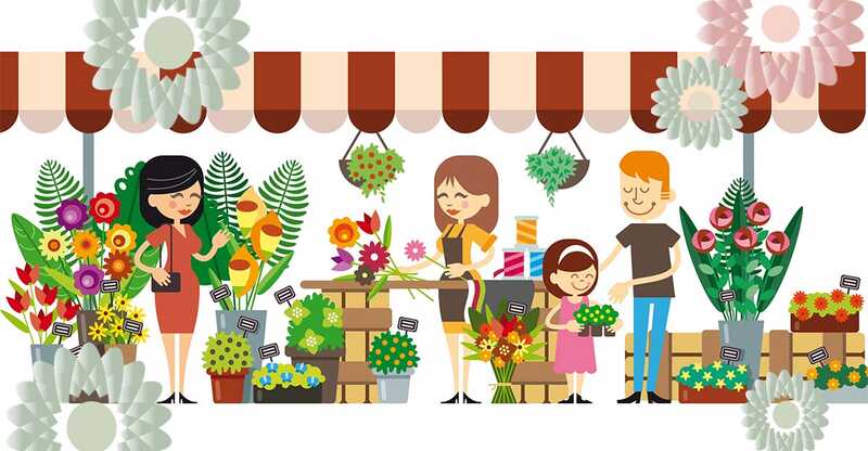 gezeichnetes Bild eines Pflanzenmarktes